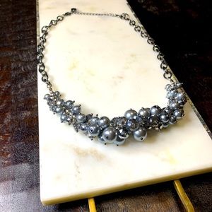 jewelry Dark gray pearls &  crystal beads gun metal chain